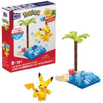 Mattel MEGA Pokémon Adventure World: Adventure with Pikachu ~Splash at the Beach~ [79-Piece Building Block Set] [Ages 6+] [Gift] HDL76 white