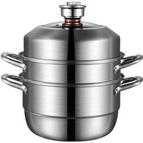 Sigan 3-Layer 28cm Stainless Steel Steamer Pot with Timer gray