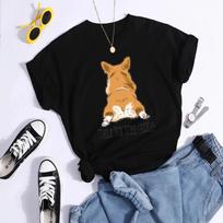 Talk To The Fluff Kawaii Corgi Print Female T Shirt Summer Comfortable Tshirt Street Hip Hop Tops Tee Breathable Cool Top S juoda