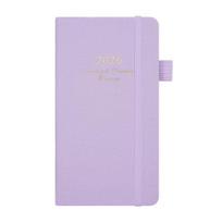 2026 Pocket Planner with Elastic Strap Pen Loop Ribbon Bookmark Weekly Monthly Academic Planner 12 Months Schedule Management Hardcover šviesiai violetinė spalva