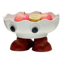 Large Cartoon Fruit Bowl with Googly Eyes and Wide Mouth for Home Decor beige