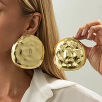 IngeSight.Z Exaggerated Large Round Smooth Surface Lava Stud Earrings Women Punk Geometry Irregular Earring Jewelry Accessories beige