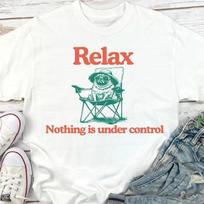 Chill Pug Vintage Shirt - Relax Nothing Is Under Control Pug Tee, L white