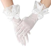 Fashion White Sunscreen Bow Lace Gloves Driving Gloves Bride Mittens smėlis
