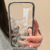 Applicable opporeno15 mobile phone case Internet celebrity niche high sense 0pp0 new fashion transparent love bow OPPO Reno15 gray