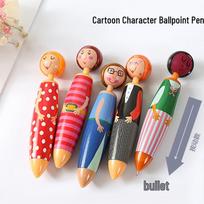 Cartoon Figure Ballpoint Pen for Students and Office Use Random Cartoon Figure Pen red