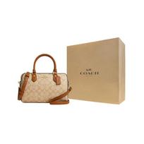 COACH Rowan dengto drobės peties krepšys, įstrižai nešiojamas krepšys, rankinė vidutinio dydžio moteriška šviesiai chaki spalvos Gift Box Set (Basic Set + Yellow Gift Box) šviesios chaki spalvos