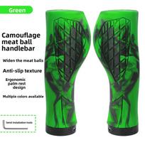 Lock‑On TPE Skull Bike Handlebar Grips, Anti‑Slip Shock‑Absorbing Cycling Grips for Mountain & Folding Bikes žalia