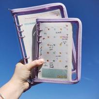 Durable A5 A6 6-ring Binder Notebook Featuring Transparent Design For Photocard Storage Purple,A5 gray