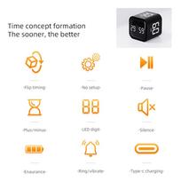 Portable   Timer Gravity Sensor Rotating Timer Count Up/Down Function Clock 5/10/30/60 Minutes and Custom with LED Screen Vibrate and Sound Alarm S black