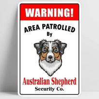 Įspėjamoji zona, kurią saugo Australijos aviganis, Retro vintažinis skardinis ženklas, Baras, Pub'as, Namai, Metalo plakatas, Sienų meno dekoras, Plakatas, skardinis ženklas 20x30cm（7.8x11.8inch）