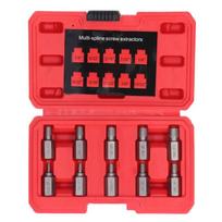 10pcs Multi Spline Screw Extractor Set Hex Head Bolt Extraction Tool  For Rounded Bolts black