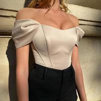2024 summer new cross-border fish bone waist tube top women's satin one-word shoulder top Europe and America S