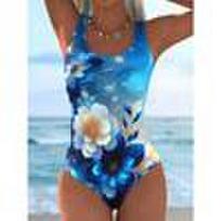 Summer Sexy Colorful Pattern Printed One-piece Swimsuit Slim Fit and Slimming, Deep U-back Design, Bea… More 2XL gray