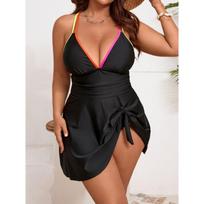 Women S Plus Size Black One Piece Swimsuit Sexy Backless Sport Swimwear 0XL juoda