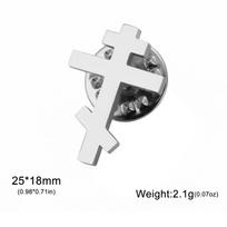 Orthodox Cross Brooch Men Women Stainless Steel Gold Pin Religious Christian Minimalist Classic Suit Accessories Gift white
