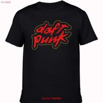 Daft Punk T Shirt Logo vintage Washed Slightly Versatile Casual graphic fashion Breathable Soft Stretched Top For Everyday Wear XL red
