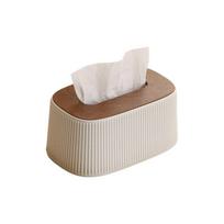 Didelė atidarymo servetėlių laikymo dėžutė Medinis/Plastikinis dangtelis Veido servetėlių laikiklis Restoranas White Wood Lid white
