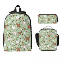 Goats Backpack Student BookBag School Bag Computer Shoulder Bags 3ps Insulated Lunch Bag Pencil Case One Size beige