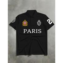 Men's Streetwear Polo Shirt Paris Crest Graphic Print Turn Down Collar Short Sleeve Polyester Tops L gray