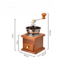 Vintage Manual Coffee Grinder Hand Crank Wooden Coffee Bean Grinder Mill for Home Kitchen brown