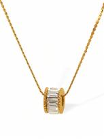 1 Pc Fashionable Micro-Inlaid Rhinestone Titanium Steel Pendant Necklace, Suitable For Women's Birthday/Party Wear beige
