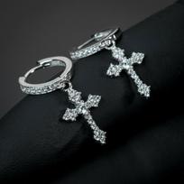Cross Earrings, Inlaid With High-Quality Zircon Earrings, Fashionable Men'S And Women'S Ear Jewelry. gray