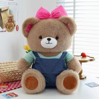 New Cute Fifi Bear Doll Plush Doll Pink Bow Strap Teddy Bear Doll Birthday Gift 35cm gray