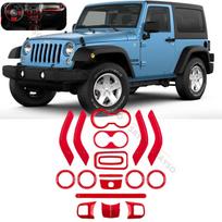 Red/Blue/Black Car Interior Decor Trim Kits For Jeep For Wrangler JK JKU 4 Door 11 17 Enhance Aesthetics And Easy Installation raudona