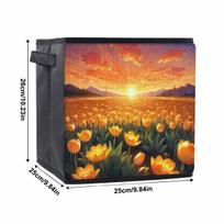 Tulip Field 5D Diamond Painting Storage Basket Full Round Drill Mosaic Diamond Embroidery Cross Stitch Kits Home Decor Home Decor 25cmx25cm orange