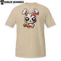 Undead Bunny with Carrot Tee – Funny Cute Horror Zombie Rabbit Shirt 4XL gray