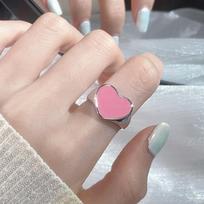 Pink Barbie Girl Heart Open Ring Dopamine Niche Design Index Finger Ring Premium Sense Ring