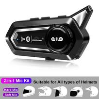 1/2x Motorcycle Bluetooth Helmet Headset Intercom 1000mAh MOTO Communicator 500m Interphone Handsfree Call Kit With Flashlight black