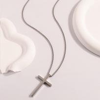 Titanium Steel Cross Necklace - Luxury Design for Women white