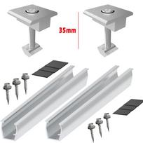 Spaustuvų bėgelių tvirtinimo modulis tvirtinimas PV fotovoltinis 2x Rails+2x Middle clamp（for 35mm） gray
