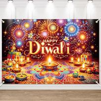 2D Diwali Party Backdrop, Washable Colorful Rangoli Background Cloth for Diwali Festival Home Party Decor 47.2x31.5inch/120*80cm orange