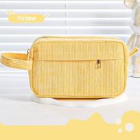 Cream Corduroy Square Pencil Case Big Capacity Pen Pouch for Office School Supplies A3076 violetinė