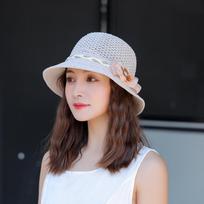 2025 New Summer Solid Floppy Hollow Breathable Straw Hats For Women Flower Accessories Ladies Summer Beach Sun Caps