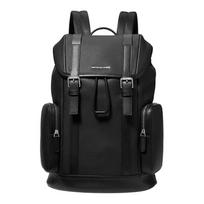 MICHAEL KORS Hudson Brand Logo Pebbled Leather Backpack Regular Unisex Couple Style Black juoda