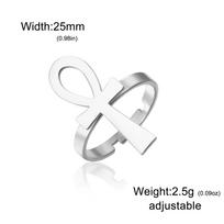 Lemegeton Ankh Cross Rings Adjustable Open Ring Men Women Good Luck Amulet Stainless Steel Ancient Egyptian Jewelry resizable white
