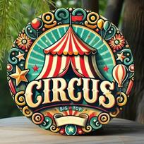 Circus Striped Tent Star Iron Wall Art Vintage Decor Home Office Cafe 20x20 blue
