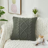 Diamond Cable Knit Cross-Stitch Pillow Cover - Without Insert | Decorative Cushion Cover for Sofa or Car. One Size