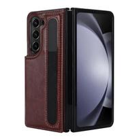Leather Wallet for For Samsung Galaxy Z Fold 3 4 5 6 Phone Case with Card Holder Double Buckle Pen Slot Protective (no pen) Galaxy Z  Fold 3 gray
