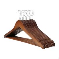 10 Vnt. Pakabos Drabužių Spintos Organizatoriai Mediniai Solidžios Medienos Neslystančios Drabužiams Taupančios Vietą Walnut Color brown