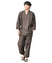 Samue All Season Relaxing Japanese Men's Japanese workwear Set, 100% Cotton, Loungewear, Size M Color Shibucha Brown gray