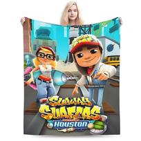 Subway Surfers Video Game Blankets Fleece Relax Ultra-Soft Throw Blankets for Sofa Plush Thin Quilt Size: 75*100cm, Weight: 230 GSM blue