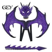 Lightweight Dragon Costume Children's Costumes Set, with Mask Tail And Wing, Wings Set Dress Up Cosplay Costumes, for Ages 3-12 Halloween Party Kids