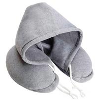 Hoodie Noon Break Airplane Pillow Neck Sleeping Cushion Hooded Travel Pillow Head Rest Neck Pillow pilka spalva