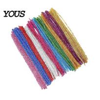 Flexible Glitter Chenille for Modeling 100Pcs Pipe Cleaners Art Crafts, Colorful Stems Shiny Stem Wire Decorations Christmas Decorations, Floral white