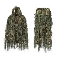 Lightweight Camouflage Hunting Suit With Leaf Net Cover Forest Woodland Outdoor Activities Woodland Camo